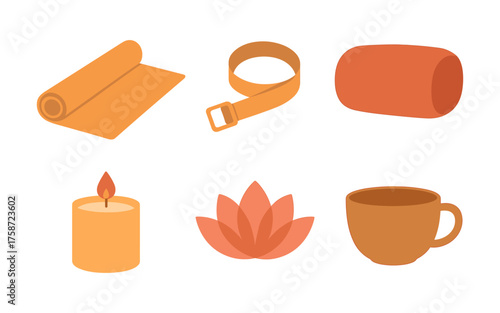 Minimalist yoga and relaxation icons set for wellness design projects