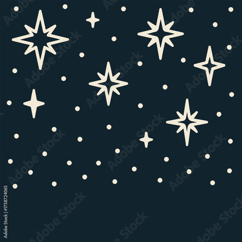 starry sky frame with empty space for text on colorful background