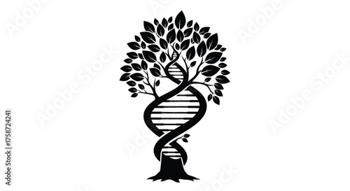 Stylized tree with dna helix trunk a symbol of life and genetics