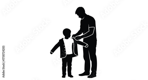 A silhouetted father and son sharing a tender loving moment together