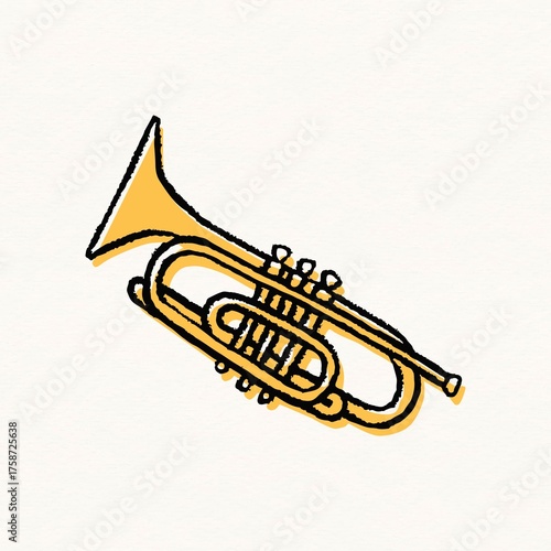 Photography Gold trumpet clipart, jazz music doodle