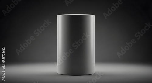 Elegant tall white cylinder isolated dark background product showcase mockup template product display blank empty package design branding