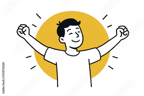 Happy person celebrating success with joyful expression