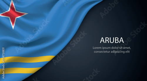 Aruba national flag with smooth fabric texture background