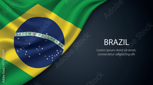 Brazil national flag with smooth fabric texture background