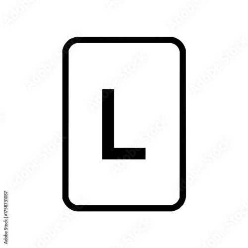 Letter l in a rounded rectangle with a black outline on a white background in a simple illustration