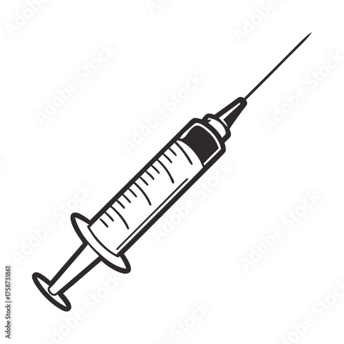 Medical Syringe Silhouette – Injection Tool with Barrel, Plunger, and Needle