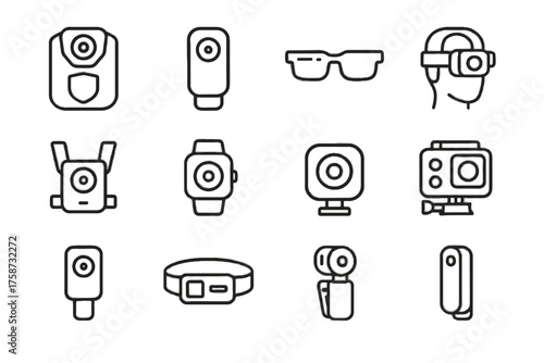 Icons wrist glasses lifestyle wearable icon clip cam vector strap camera