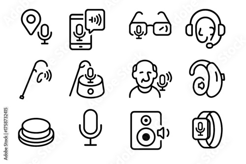 Smart accessible mic navigation voice vector recognition button aid iconography accessibility glasses
