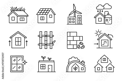 House ventilation vector icons icon bamboo passive wall architecture window plan eco