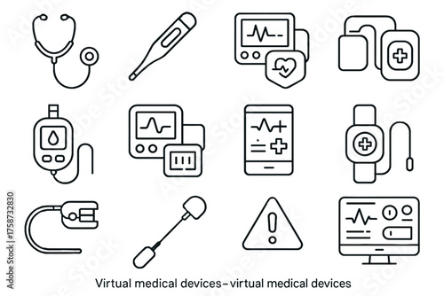 Blood devices wearable oxygen stethoscope vector icon alert glucometer virtual patch medical