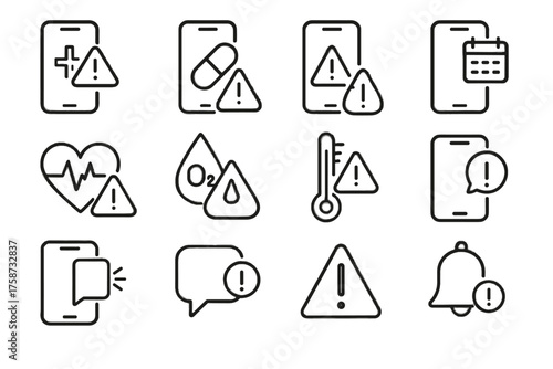 Telemedicine medication reminder oxygen icon appointment vector rate icons notification triangle alert