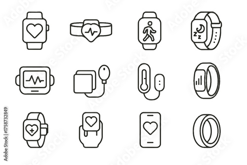 Wearable blood icon vector tracker cuff patch step monitor app health ring