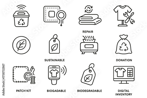 Recycling circular shredder icon biodegradable innovation smart station fiber material vector bin