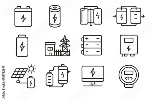 Solar fuel tank energy management icon power vector storage icons battery module