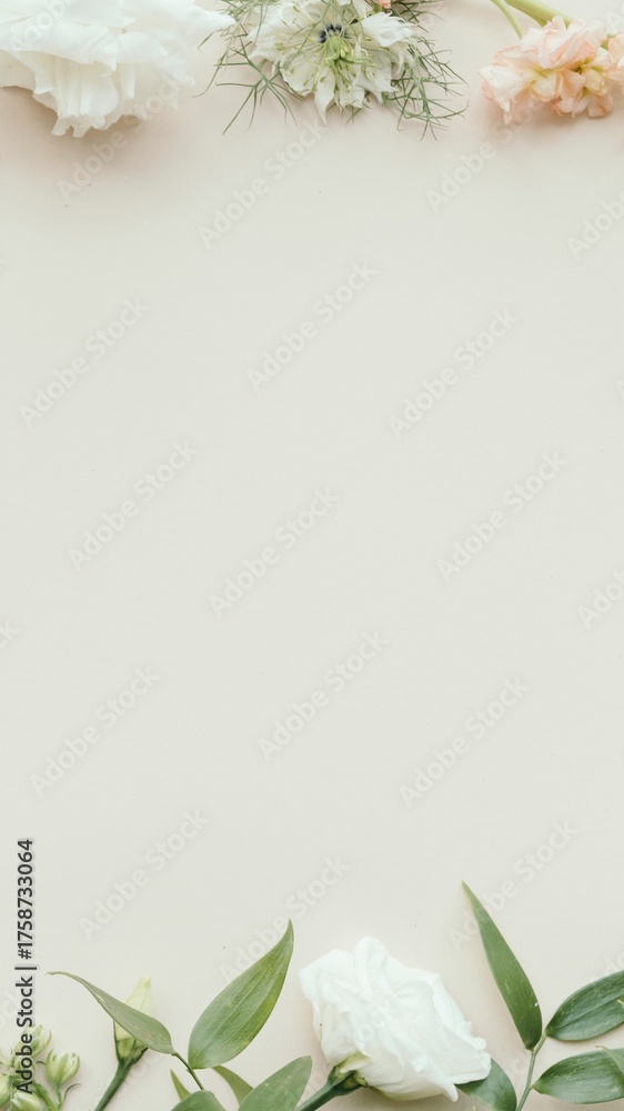 Fototapeta premium Beige flower border mobile wallpaper