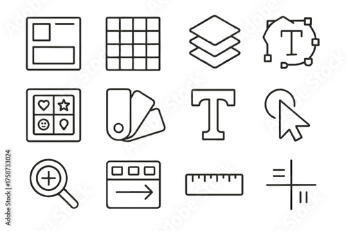 Grid typography vector alignment placeholder layer ui artboard palette panel icon design