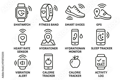 Workout step shoes fitness calorie tracker icons icon connected smart rate alert