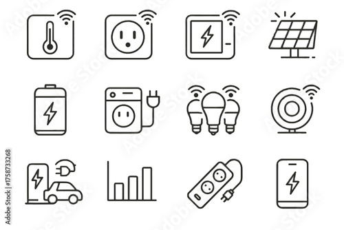 Charger lights panel home led tracker app vector icon hub energy smart