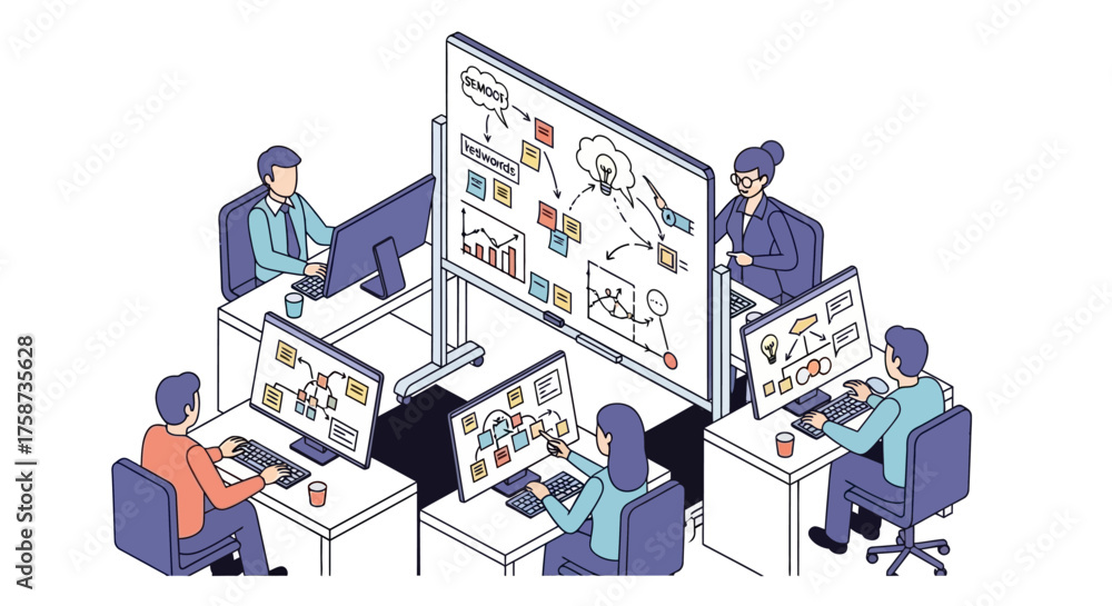 Fototapeta premium Team Working on Digital Marketing Strategy.