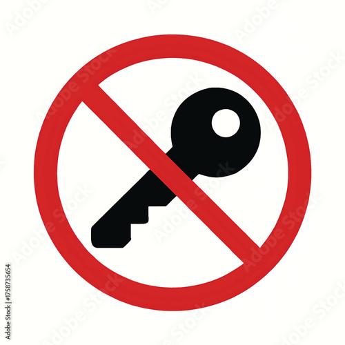 No key icon prohibition symbol forbidden access or entry