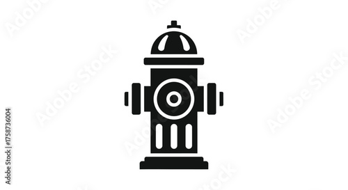Simple black and white illustration of a classic fire hydrant design