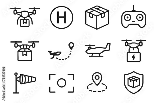 Station icons icon flight aerial vector delivery view landing zone quadcopter wind