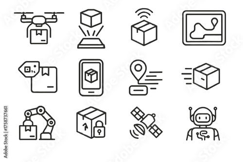 Assistant ai technology route vector secure parcel tag icon smart gps speed