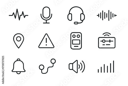 Route icon vector line icons marker notification voice alert speaker data monitoring
