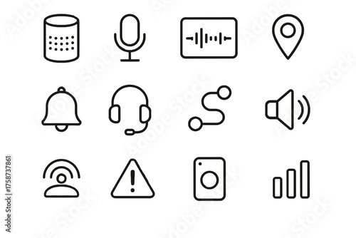 Display icon vector smart volume microphone route bell notification icons device speaker