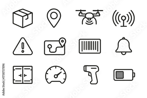 Tiny compartment map indicator waves route icon sensor vector speed logistics icons