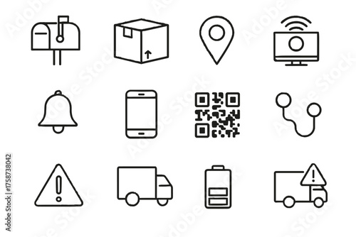Mailbox digital cargo compartment mail pin code bell icon vector sensor parcel