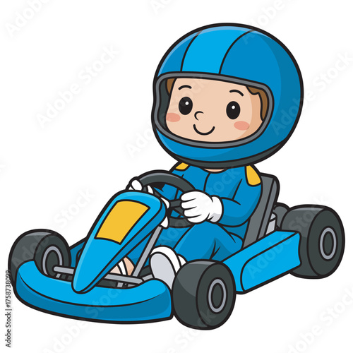 Cartoon Racer in a Go-Kart A Fun Illustration for Kids and Adults