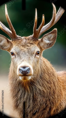 Majestic stag stands tall in lush greenery during a peaceful afternoon