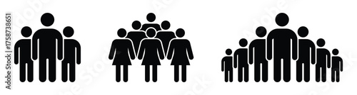People group icon set. Crowd of people. Group of people, leaders or users. Vector illustration. EPS 10