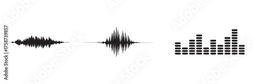 Sound Waveform Illustrations Audio Visualization in Black and White