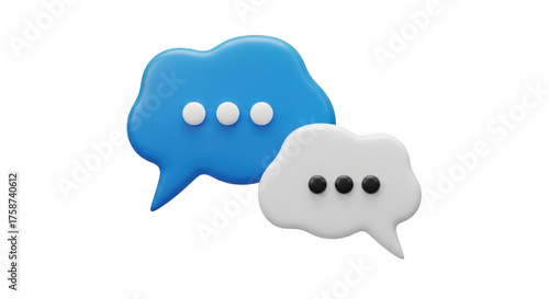Two 3d speech bubbles chat communication messaging social media dialogue icons