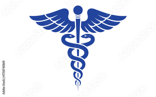 Medical Symbol Caduceus Emblem in Blue