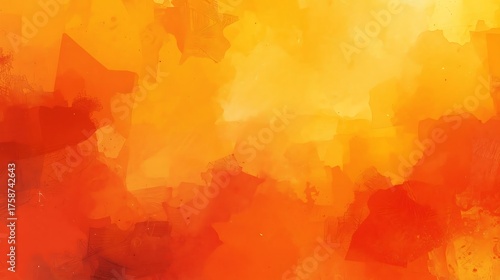Vibrant Abstract Watercolor Paint Splatters and Strokes in Warm Orange and Yellow Tones