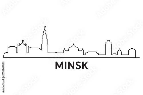 Minsk Line Art skyline silhouette. Black Minsk city design. with white background