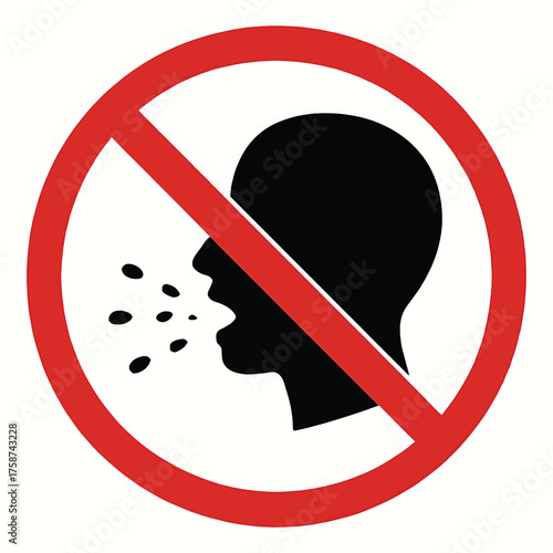 No spitting sign symbol prohibiting saliva droplets