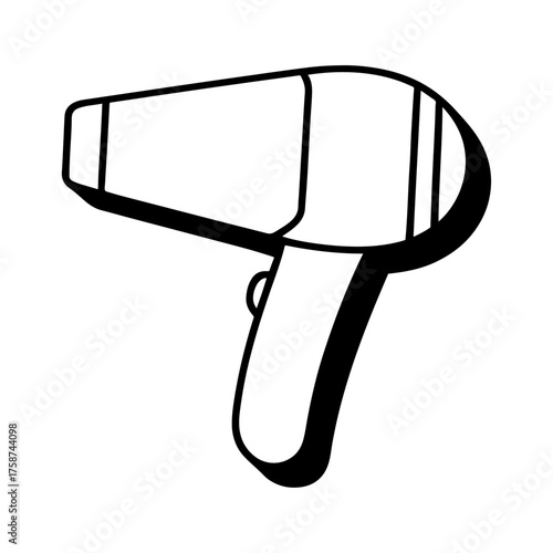 Black electric hairdryer vector illustration icon is a powerful beauty and fashion appliance for hair styling at the salon