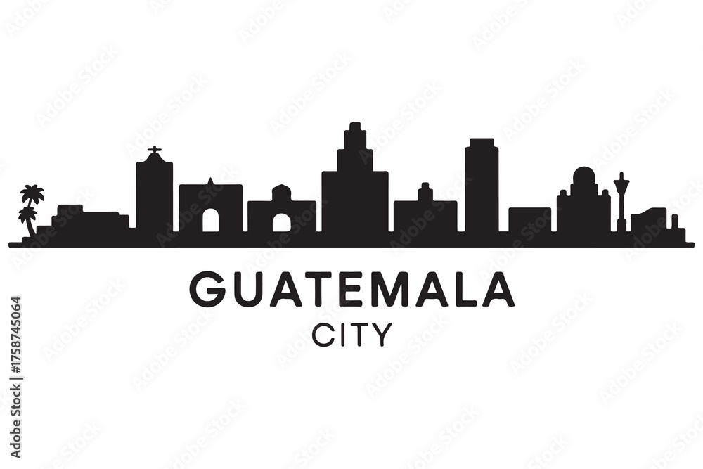 Obraz premium Guatemala city Line Art skyline silhouette. Black Guatemala city city design. with white background