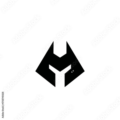Modern M letter abstract geometric logo design. Strong, powerful, angular icon symbol for technology, sports, or gaming branding.
