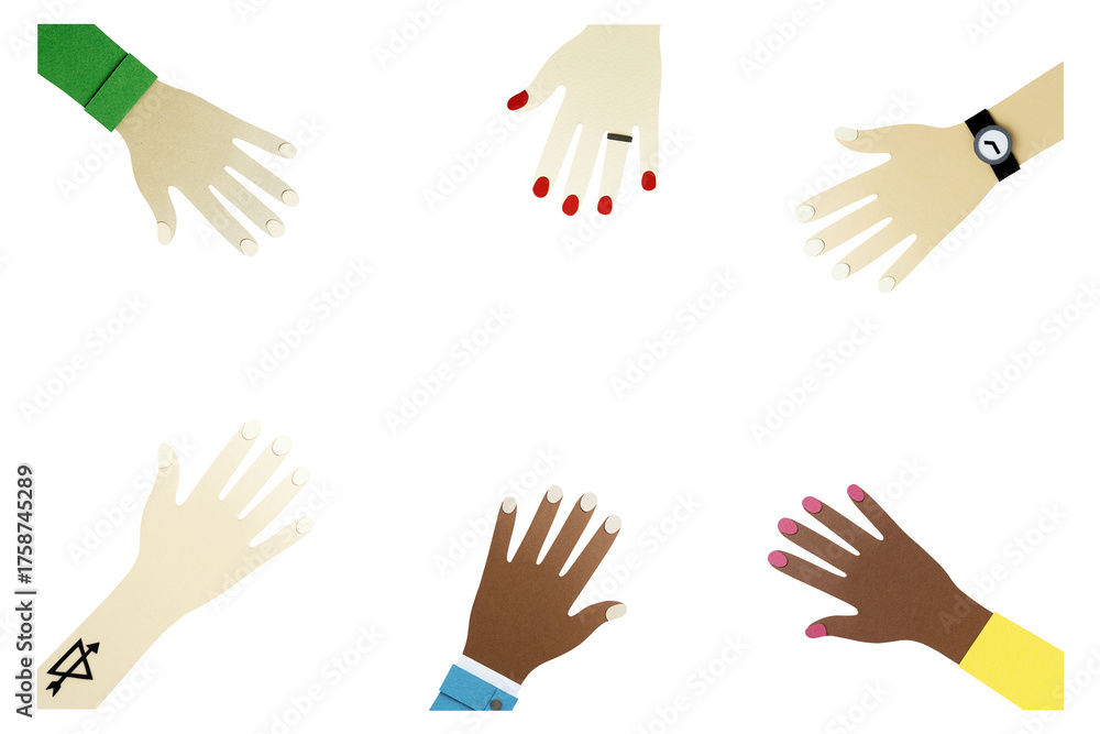 Obraz premium Paper craft hands frame design sticker