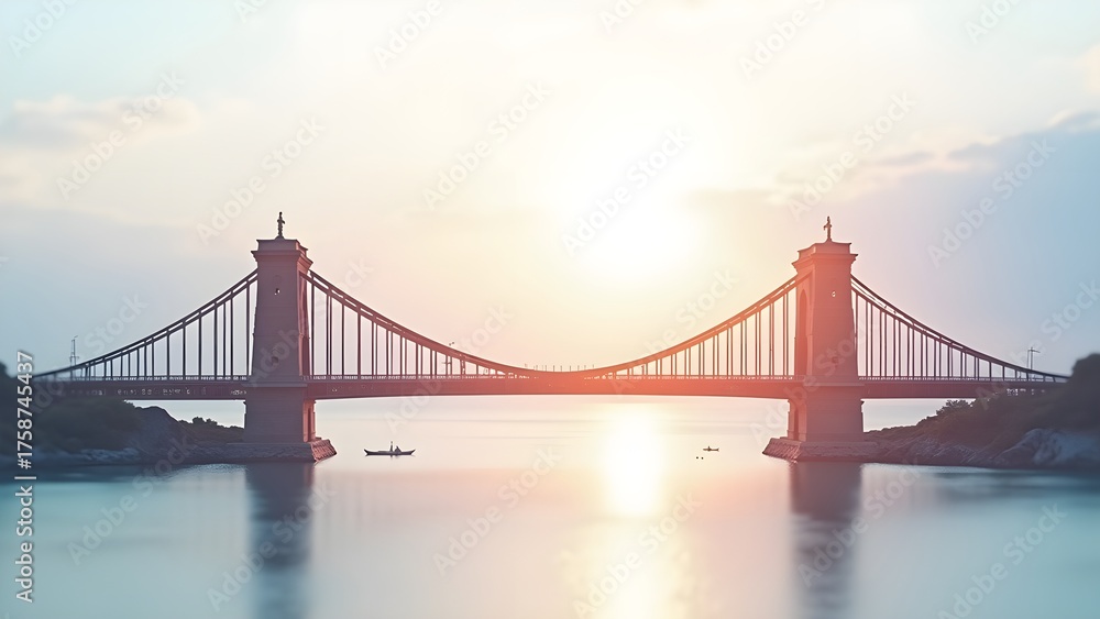 Obraz premium Bridge Miniature Model Isolated on White Background