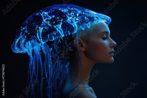 Profile view of a woman wit...