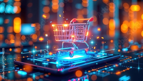 Innovative Virtual Shopping Experience Digital Marketplace Interactive Environment Futuristic Innovation