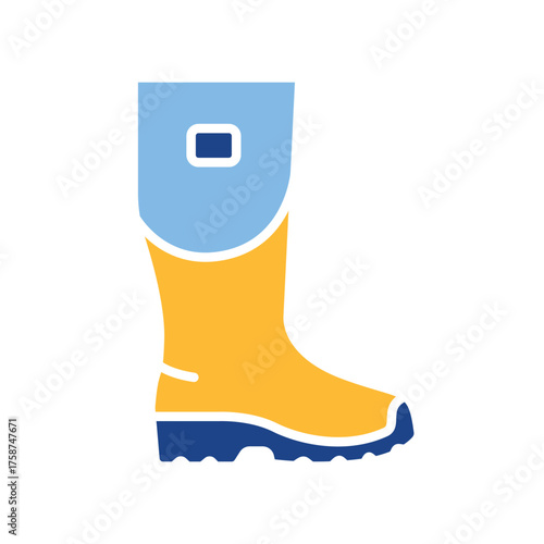 rubber boot color flat icon. Vector isolated element