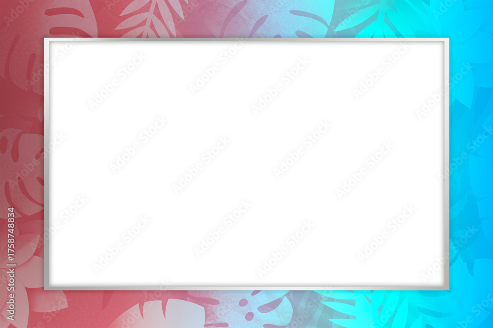 Naklejka premium Blue and red leaf patterned frame design element